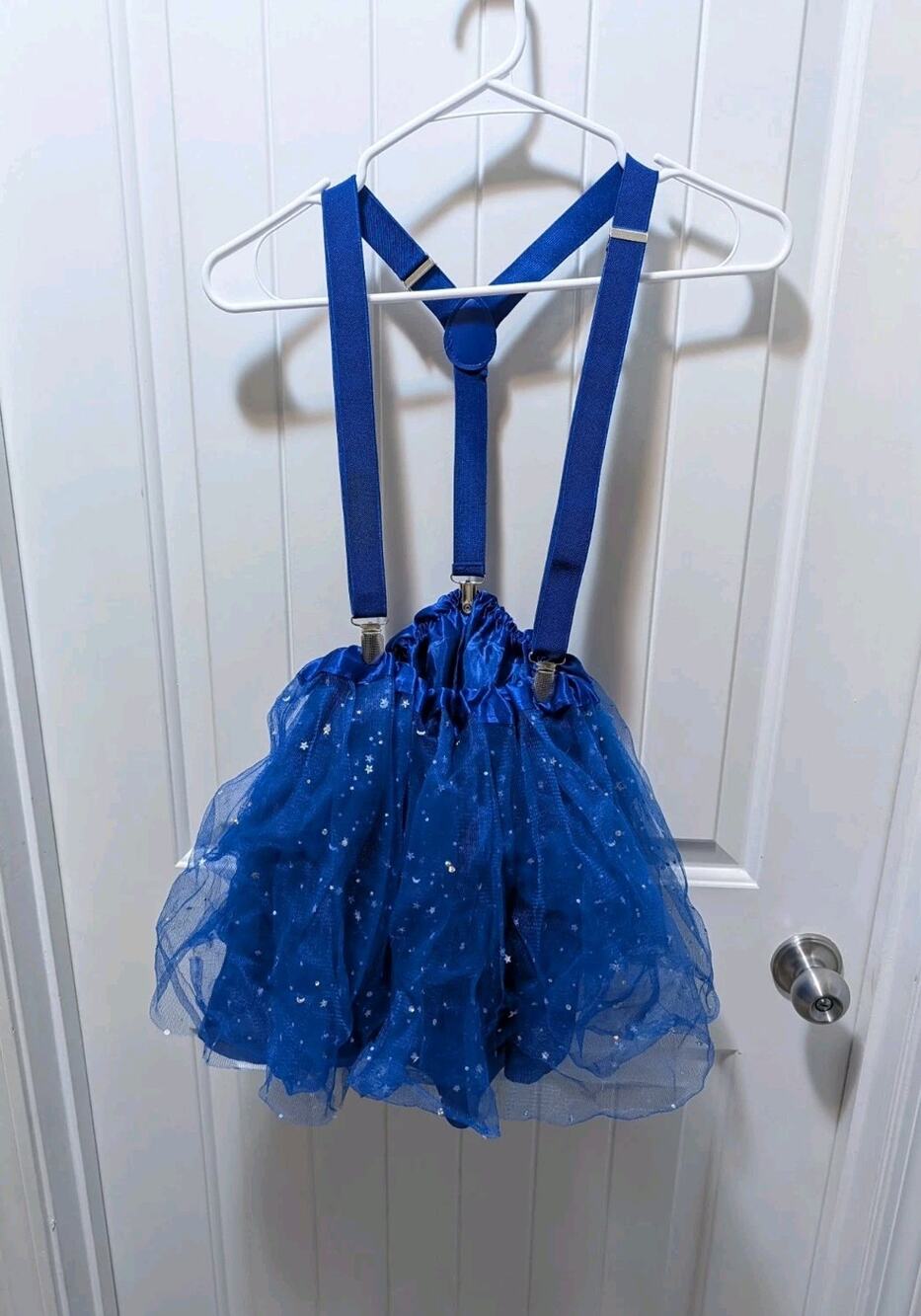 Women's Tutu Skirt Suspenders Set Blue Layered One Size Halloween Costume